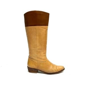 Vintage 1970s women’s tan leather knee high western style riding boots